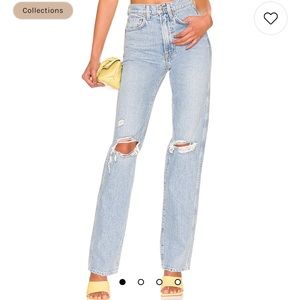 NWT GRLFRND Sara Super High Rise Slim Straight in Red Rock